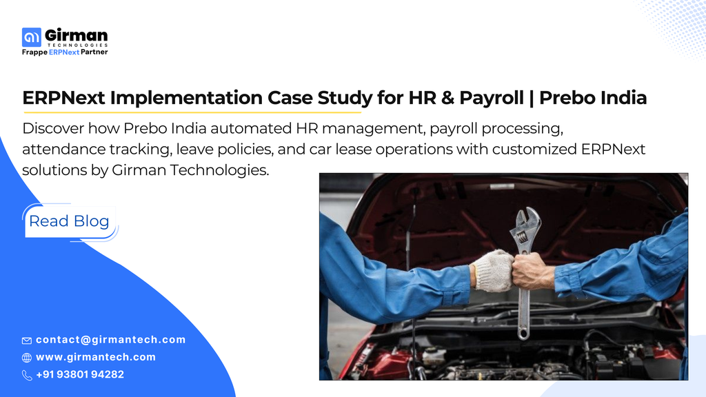 Bangalore: PREBO India Joint Venture With Bosch Automated HR, Payroll & Car Lease Management with ERPNext
